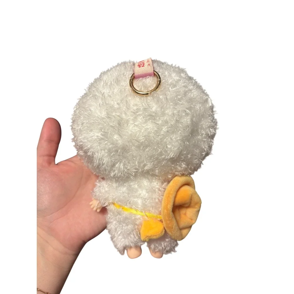 Yiwu First Rigorous White Sherpa Plush Doll Vinyl Face Bag Charm Keychain Yellow
